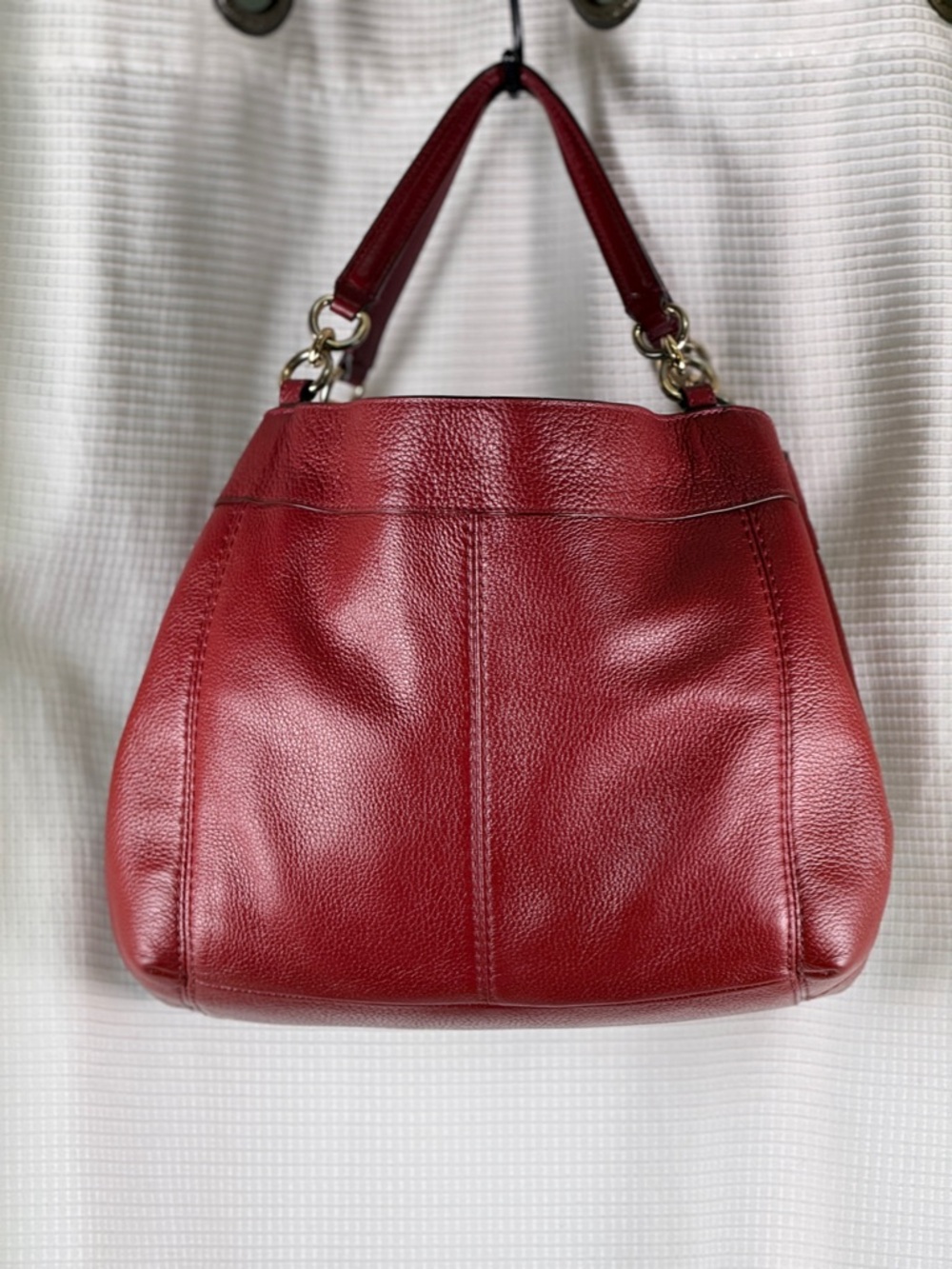 Coach Pebbled Leather Shoulder Hobo in Burgundy Red - Picture 6 of 10